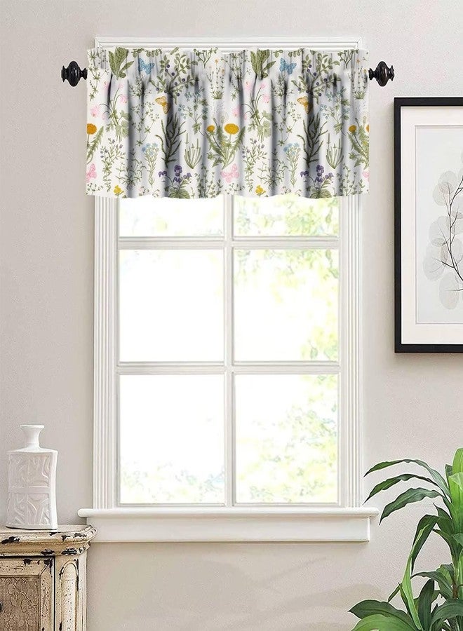 Kurtect Vintage Floral Window Valance Green Botanical Butterfly Colorful Valance Curtain Bedroom Kitchen Living Room Cafe Dining Room 54x18in - Image 5